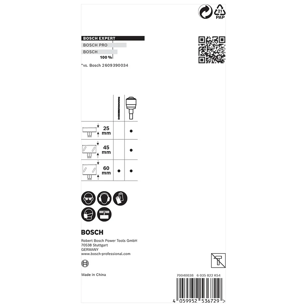 Adaptador para serra copo Bosch EXPERT PowerChange Plus HEX 11mm com broca TCT 8,5mm