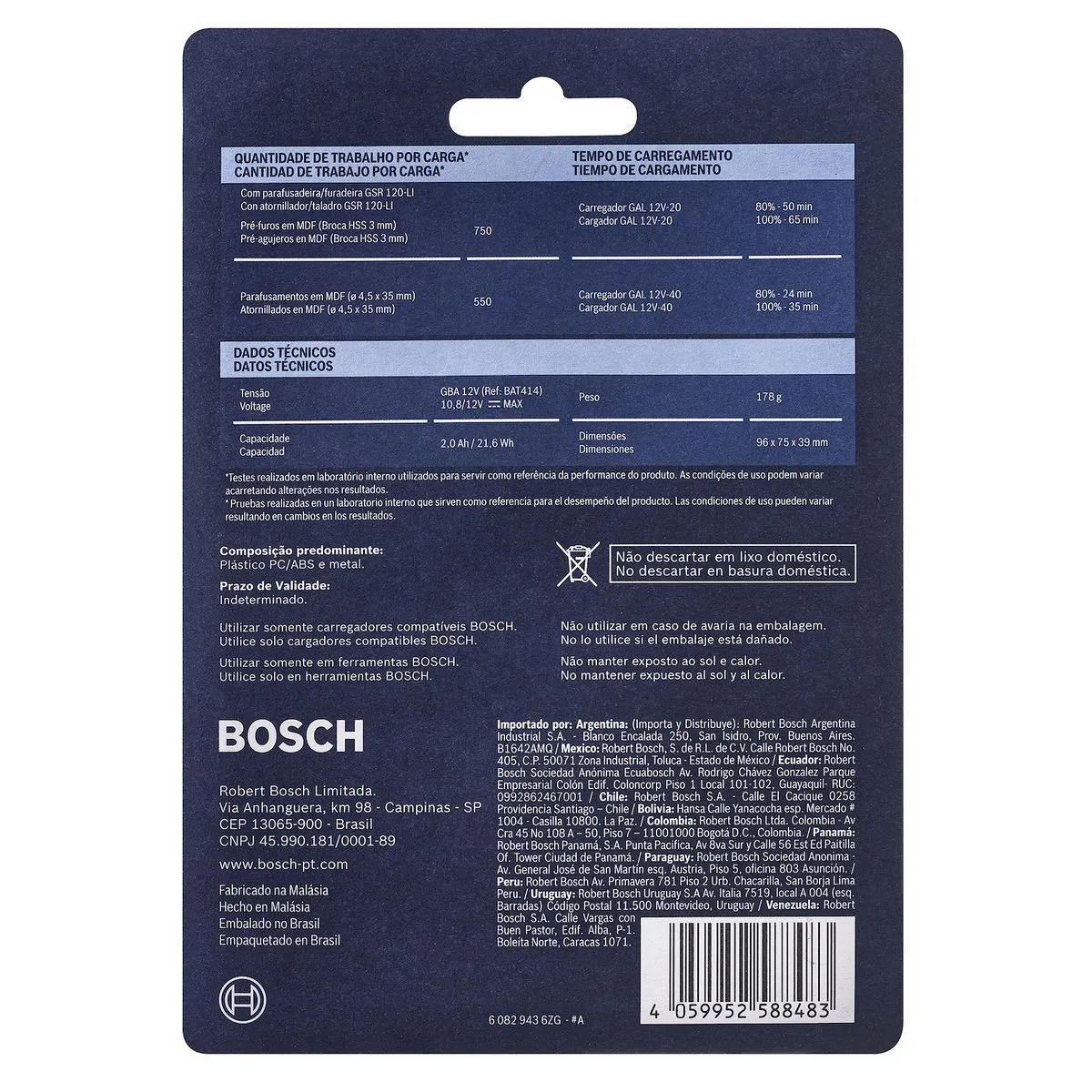 Bateria Bosch 12V GBA 12V 2,0 Ah