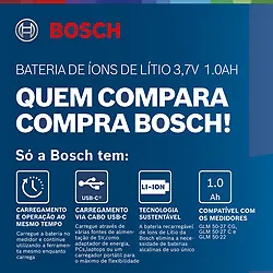 Bateria recarregável de íons de lítio Bosch 3,7V 1.0Ah