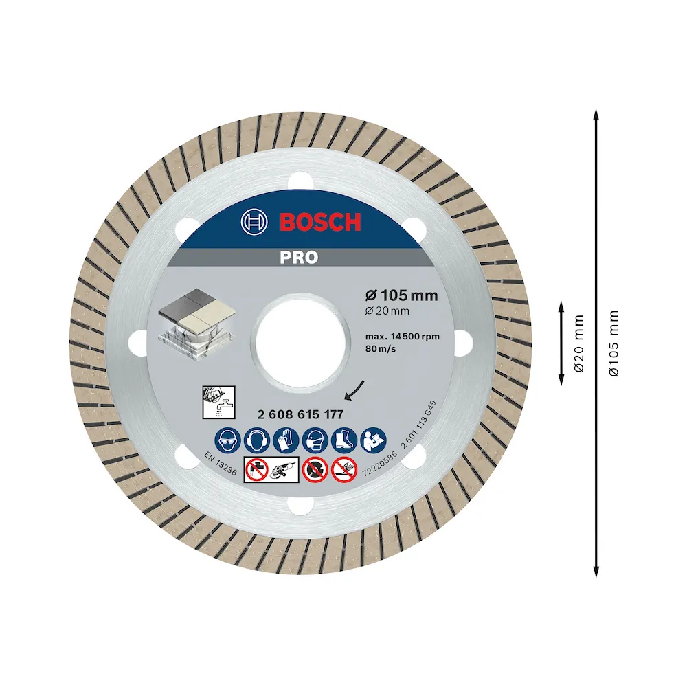 Disco Diamantado Bosch PRO Porcelanato Turbo 105 x 20mm