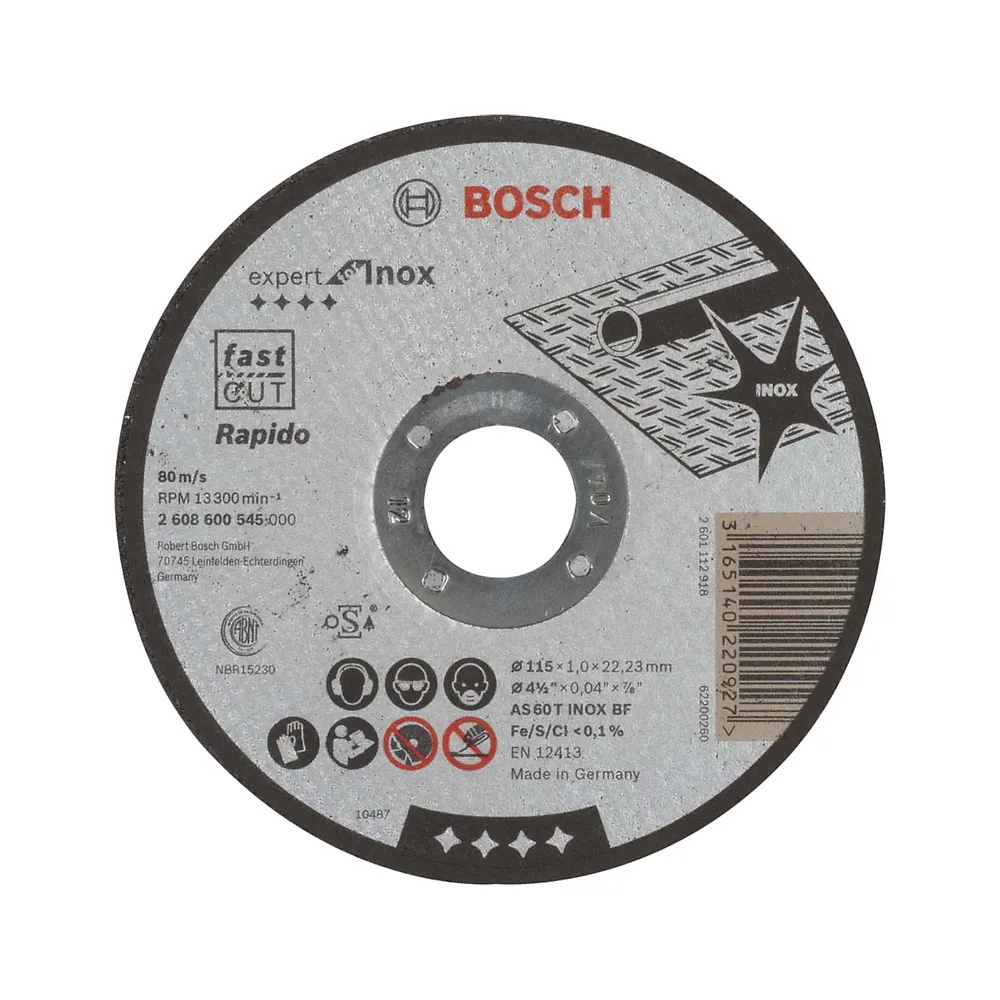 Disco de Corte Bosch Expert for Inox 115x3,0mm Centro Reto