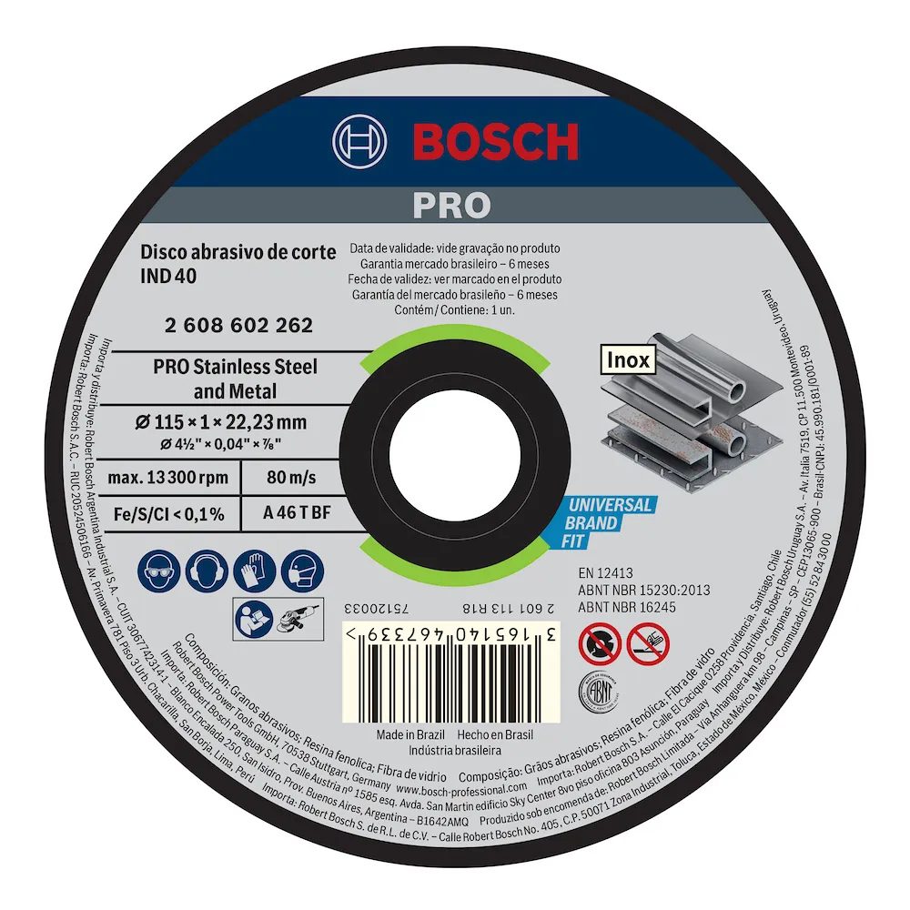 Disco de Corte Bosch PRO IND40 Stainless Steel&Metal