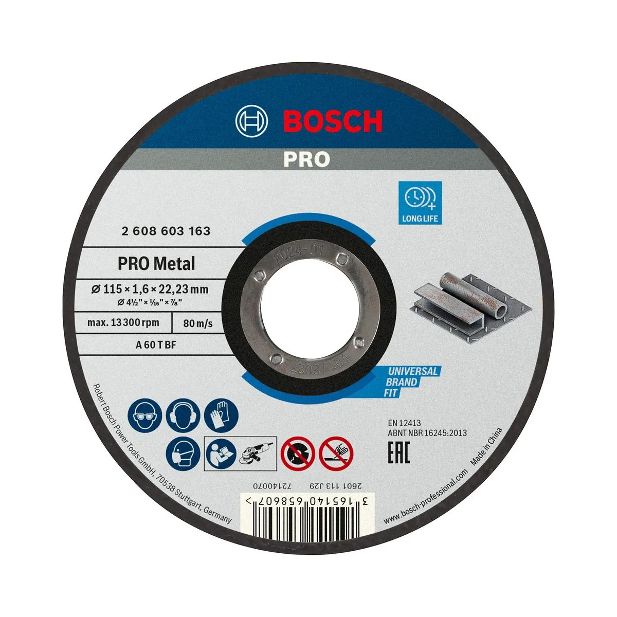 Disco de corte Bosch PRO Metal 115x1,6mm Reto