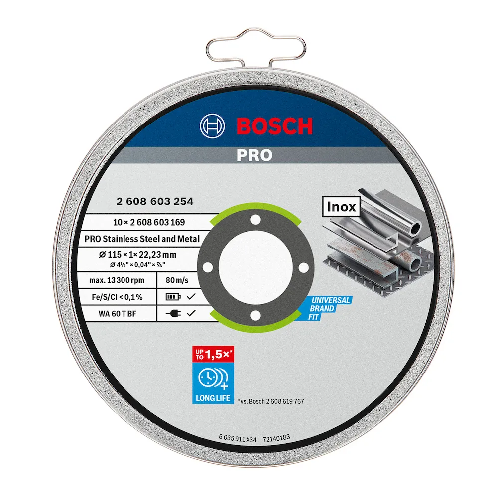 Disco de corte Bosch PRO StainlessSteel&Metal 115x1,0mm Reto