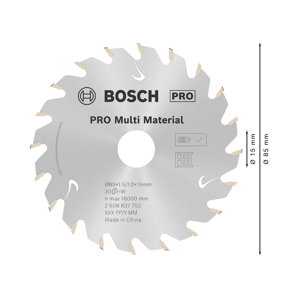 Disco serra circular Bosch PRO MultiMaterial Cordless 85mm30d