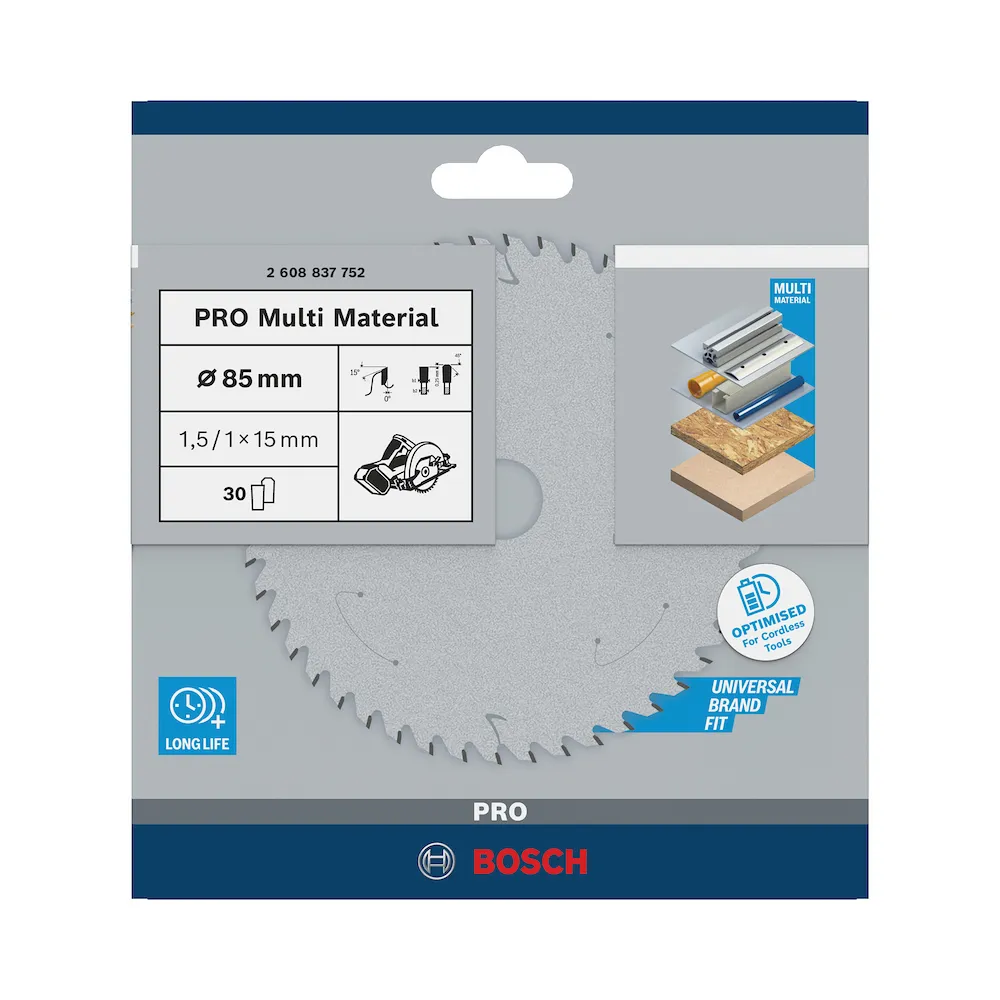 Disco serra circular Bosch PRO MultiMaterial Cordless 85mm30d