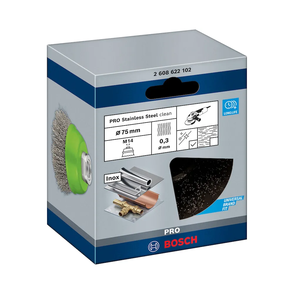 Escova de Aço Bosch PRO Stainless Steel Clean ondulado 75mm