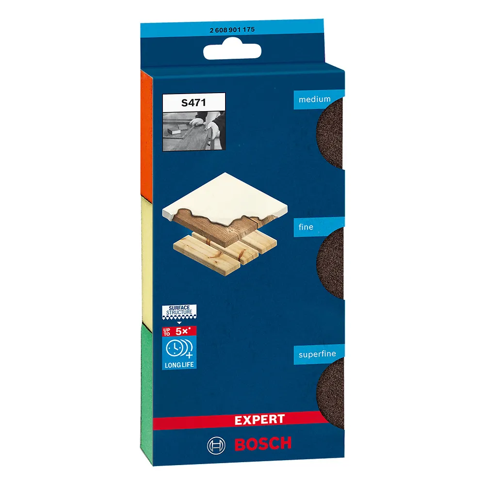 Jogo Esponja Abrasiva Bosch EXPERT S471 69x26x97mm Superfine 3U