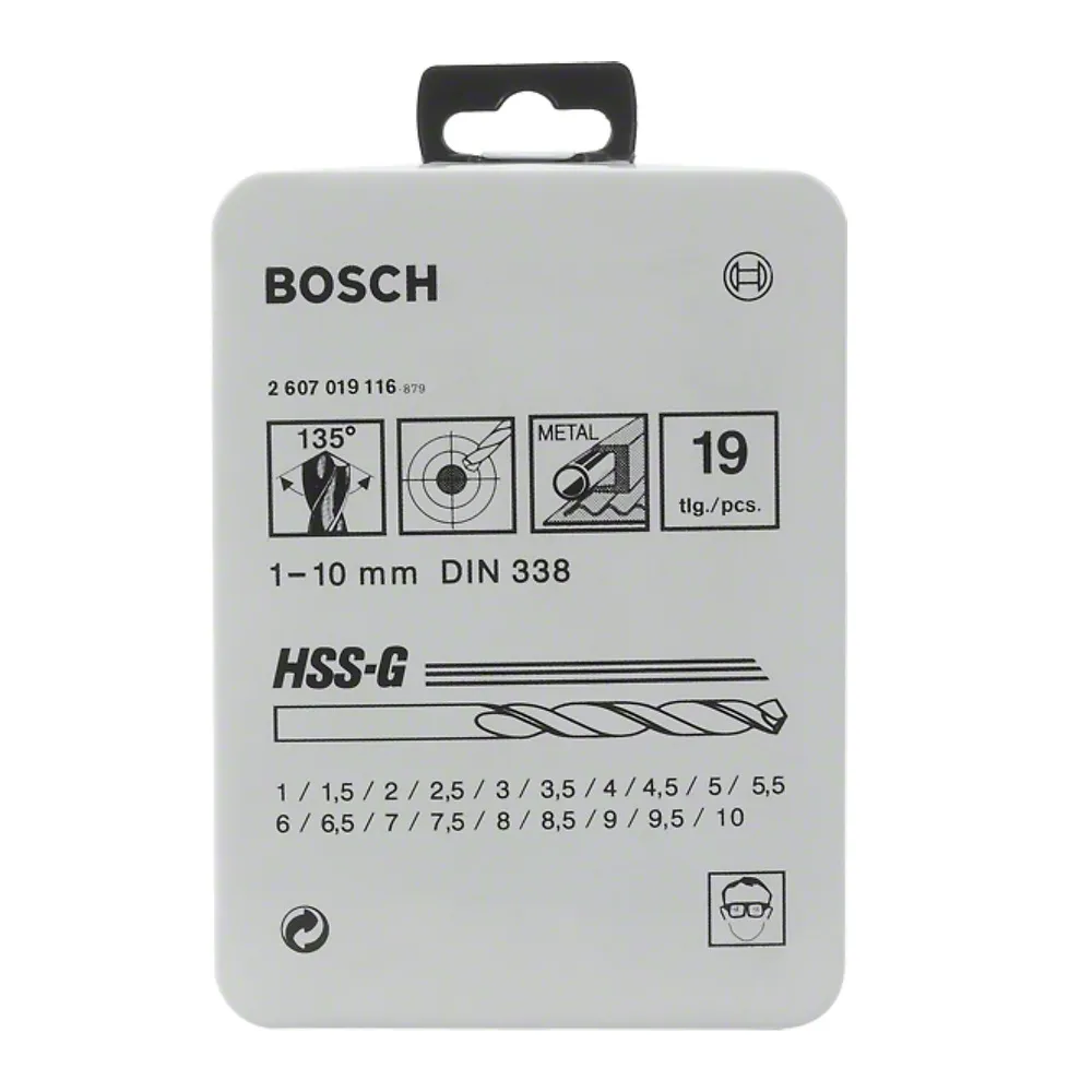 Jogo broca para metal Bosch HSS-G 1-10mm 19 peças