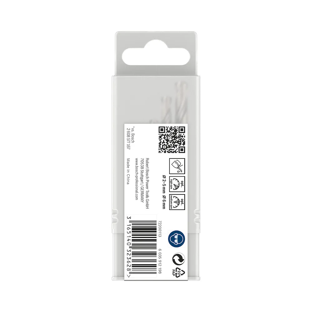 Jogo de Brocas Bosch PRO Metal HSS-G 2,0-6,0mm, 5un