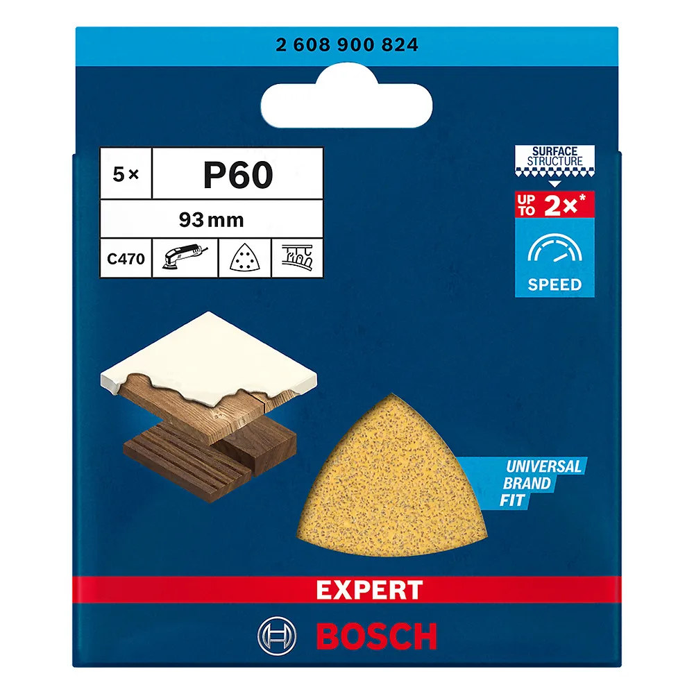 Jogo de Folhas de Lixa Bosch EXPERT C470 93 mm, G 60 5 peças