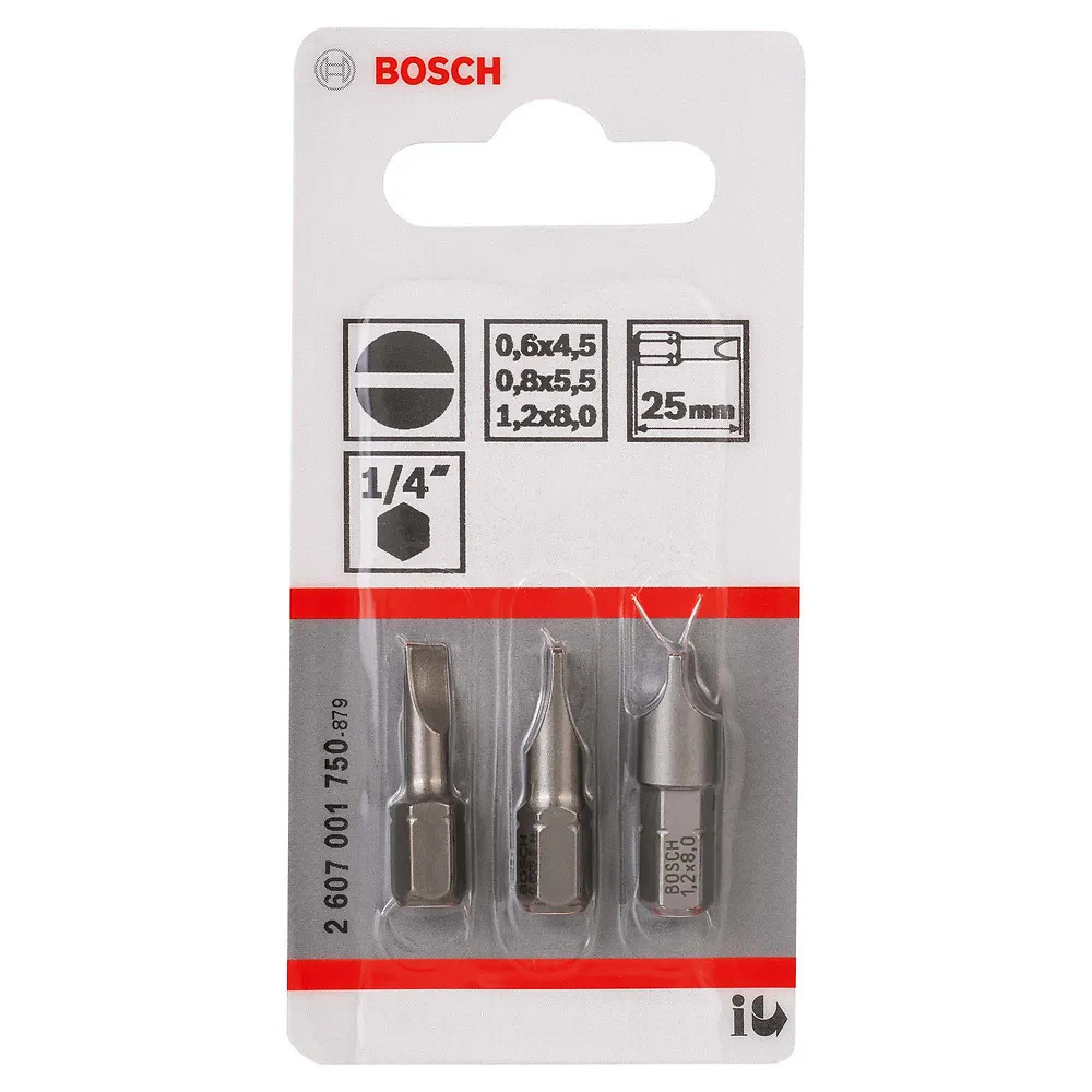 Jogo de Pontas para parafusar Bosch Extra Hard 25mm Fenda 3u