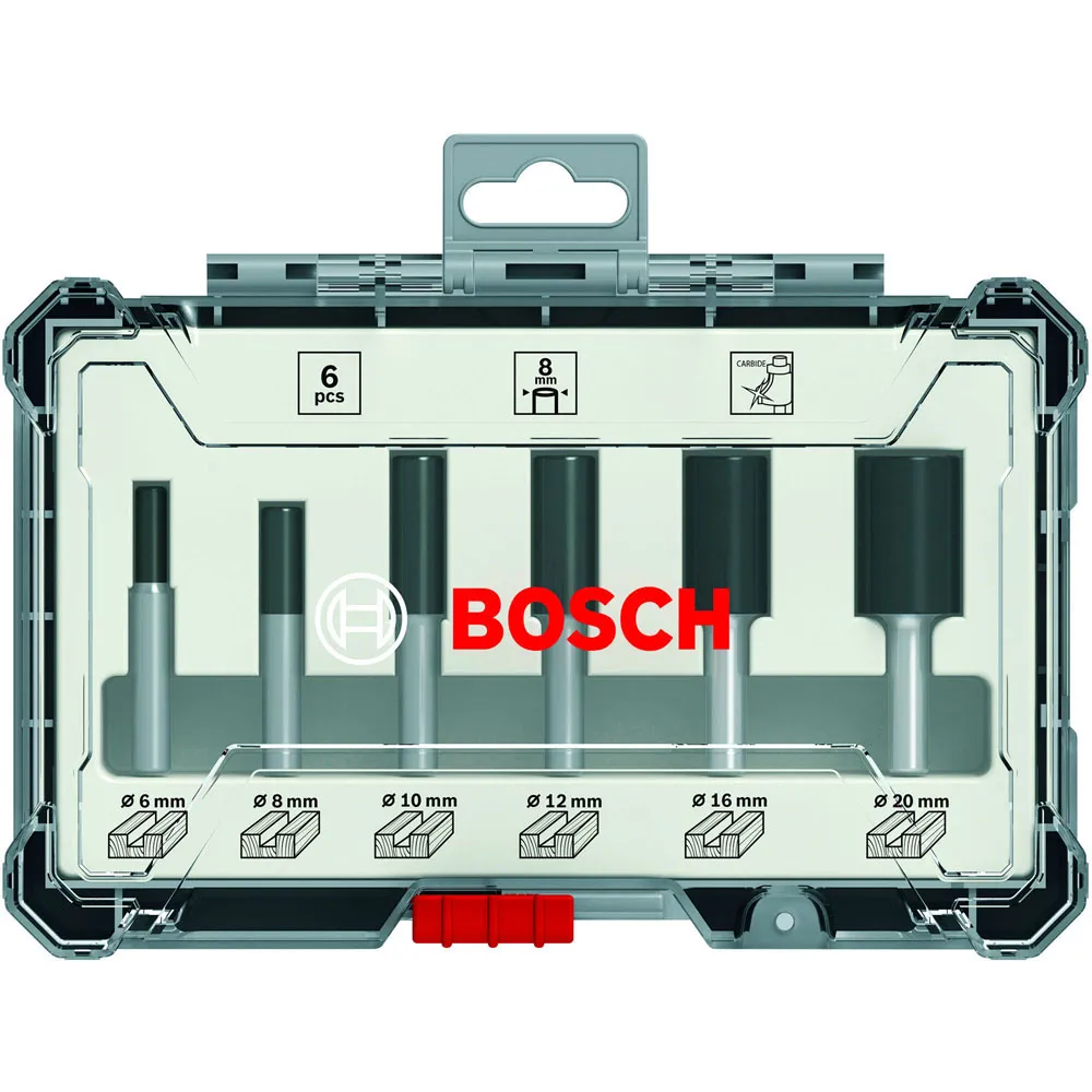 Jogo de fresas retas Bosch encaixe de 6 mm 6 peças