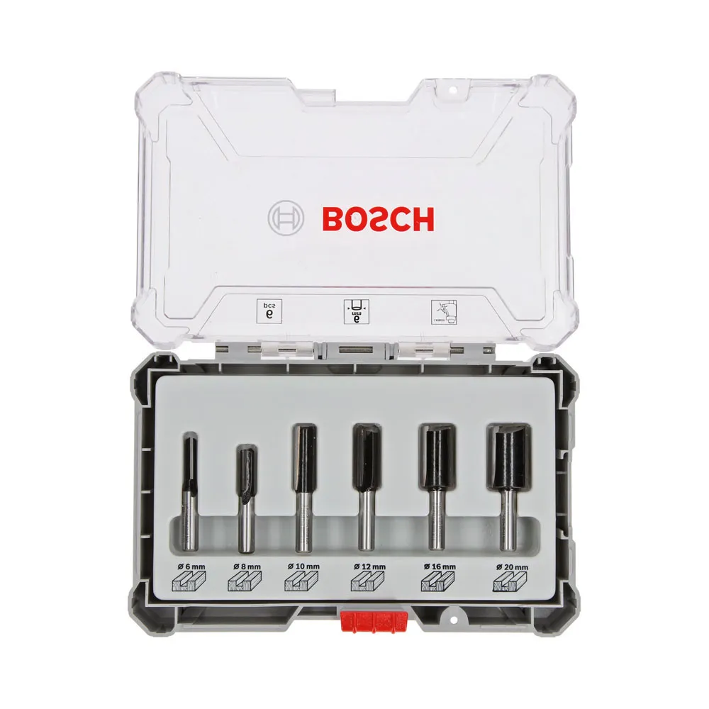 Jogo de fresas retas Bosch encaixe de 6 mm 6 peças