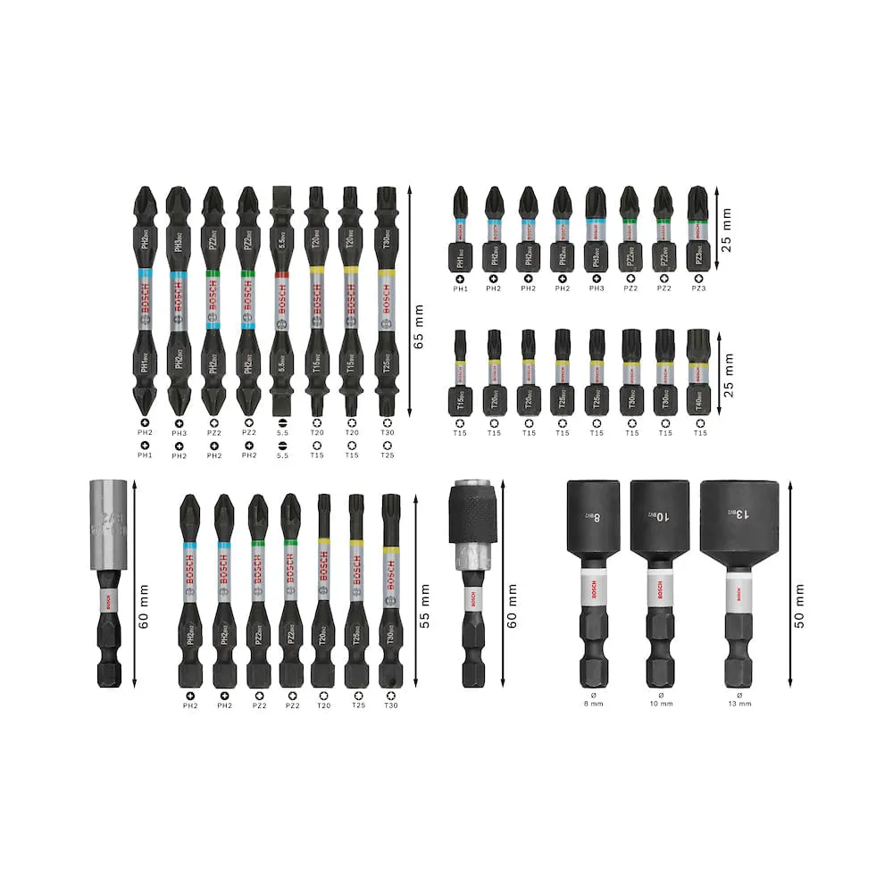 Kit bits e soquetes Bosch PRO Impact 36un