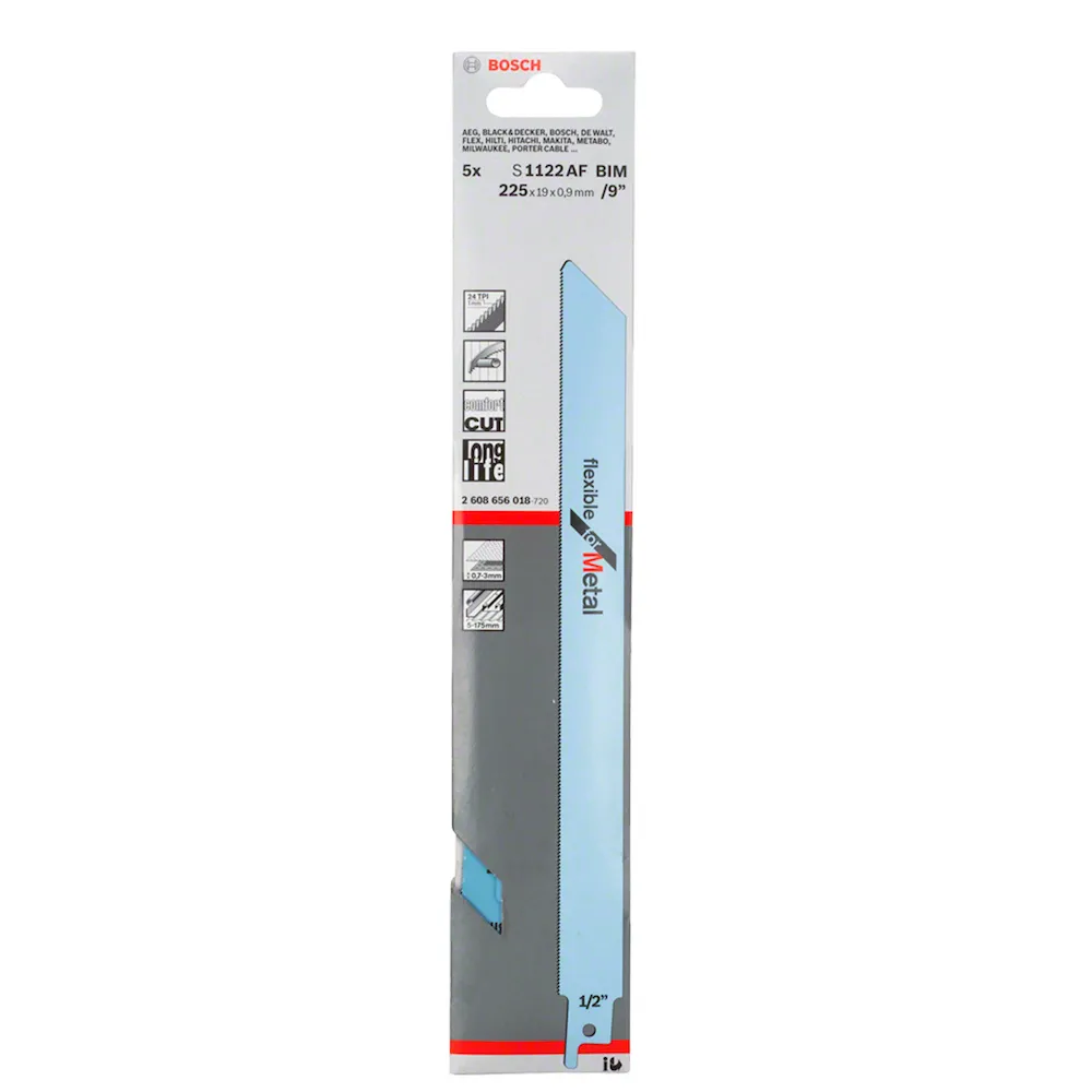 Lâmina serra sabre Bosch S1122AF Flexible for Metal 5 peças