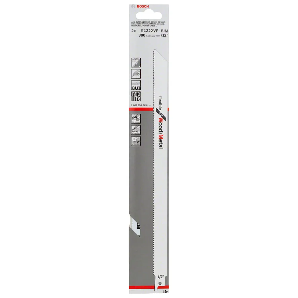 Lâmina serra sabre Bosch S1222VF Flexible for Wood and Metal 2u