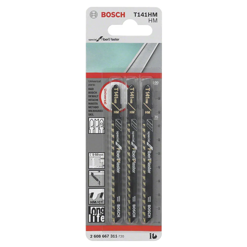 Lâmina serra tico tico Bosch T141HM Special Fiber&Plaster 3pçs