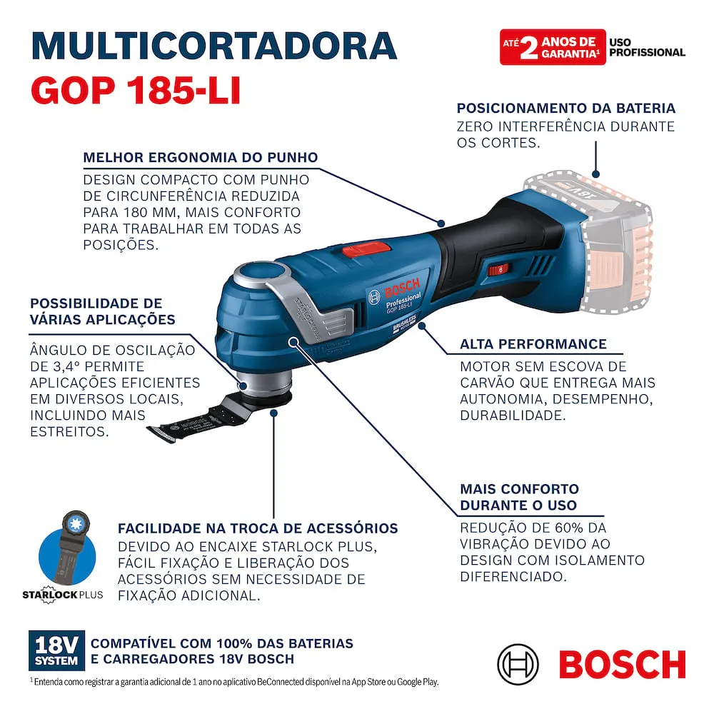 Multicortadora Bosch GOP 185-LI 18V Brushless Sem bateria