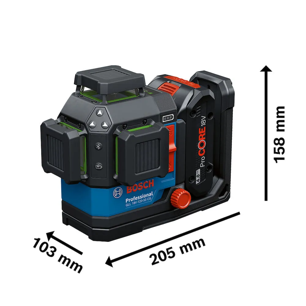 Nível a laser Bosch GLL 18V-120-33 CG 240m + maleta