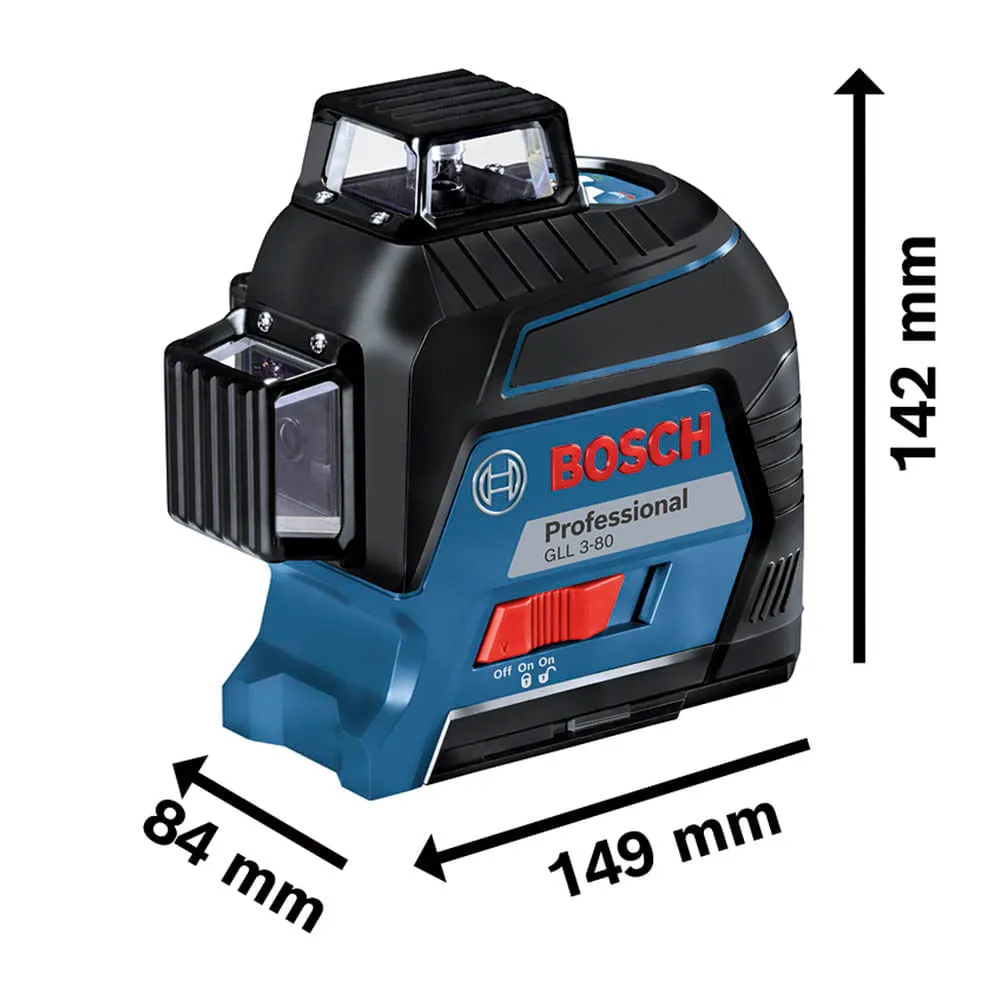 Nível a laser Bosch GLL 3-80, 80m, 360º, em maleta