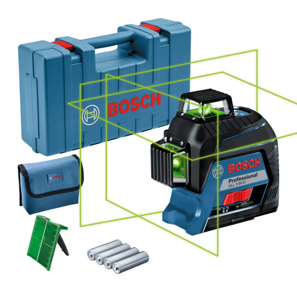 Nível a laser Bosch GLL 3-80 G, 120 m, 360º, em maleta