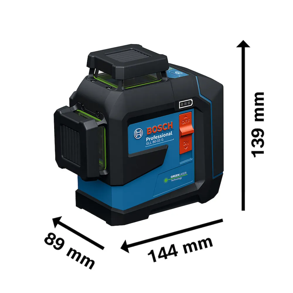 Nível a laser Bosch GLL 80-33 G LI + LR7 + Maleta
