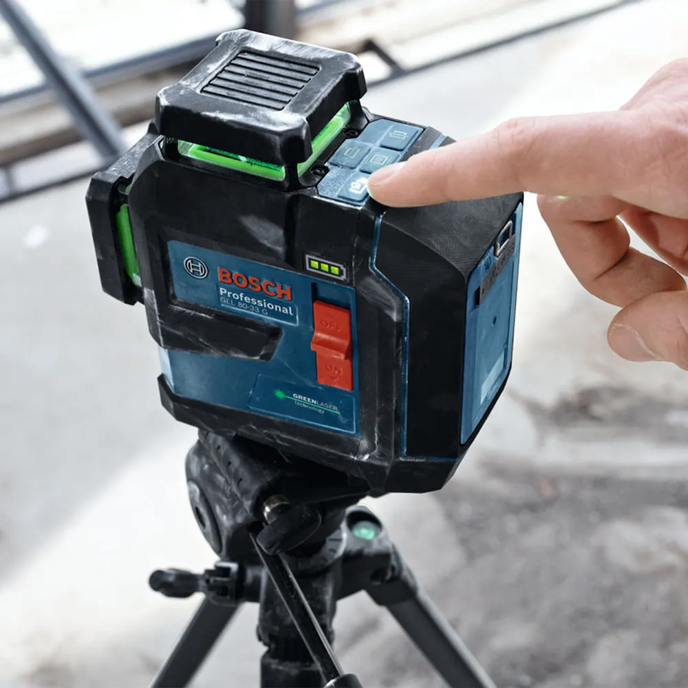 Nível a laser Bosch GLL 80-33 G LI + LR7 + Maleta