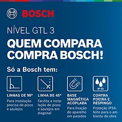 Nível a laser Bosch GTL 3 com alcance de até 20 metros