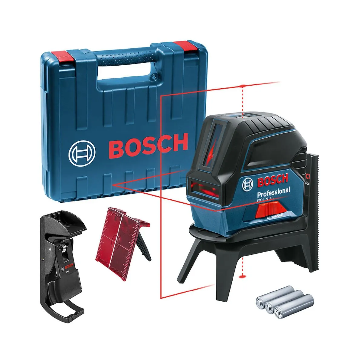 Nível a laser com linhas e pontos Bosch GCL 2-15 15m, maleta