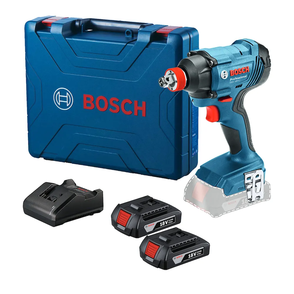 Parafusadeira e chave de impacto Bosch GDX 180-LI, 2 baterias 18V e maleta
