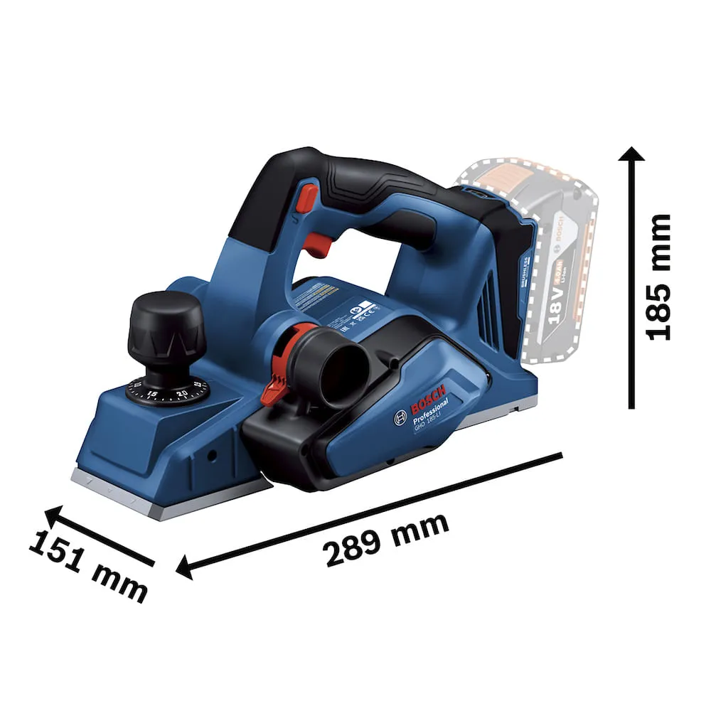 Plaina Bosch GHO 185-LI 18V Brushless 2 lâminas Sem bateria