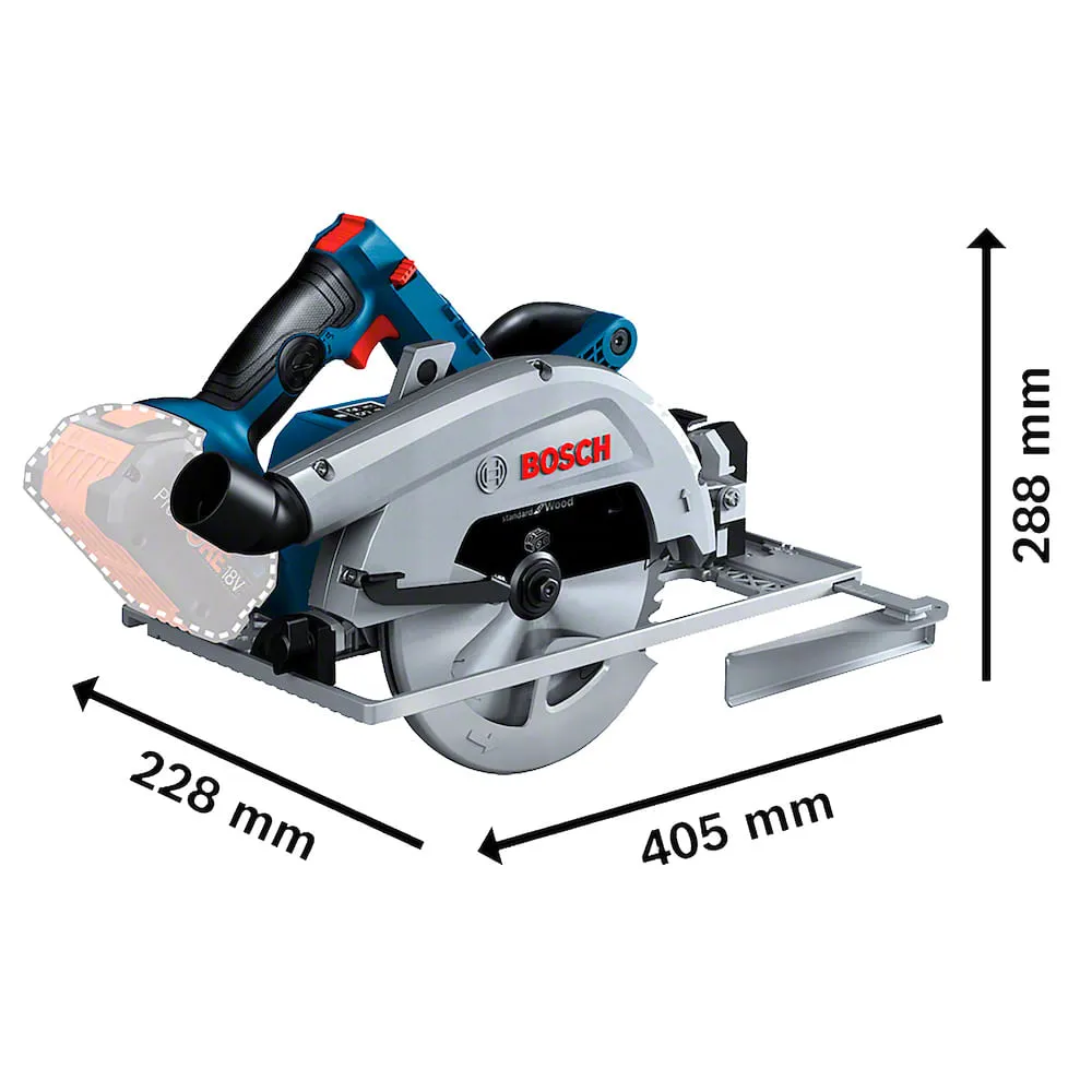 Serra Circular Bosch GKS 18V-68 GC Brushless 1800W Disco Sem bateria