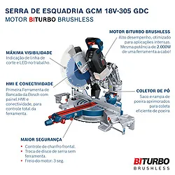 Serra Esquadria Bosch GCM18V-305GDC 2000W 18V Disco Sem bateria