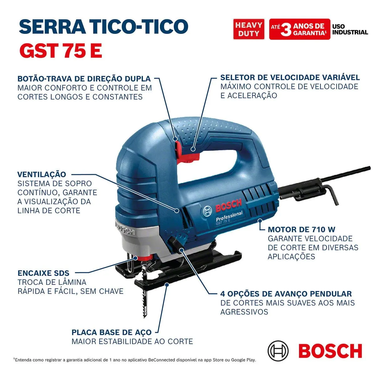 Serra Tico-Tico Bosch GST 75 E 710W 1 lâmina de serra
