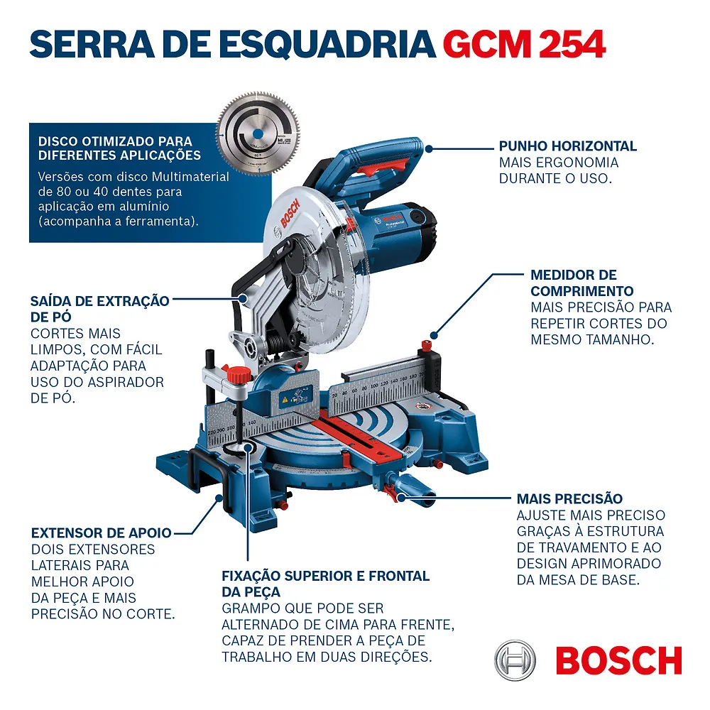 Serra meia esquadria Bosch GCM 254 + Disco