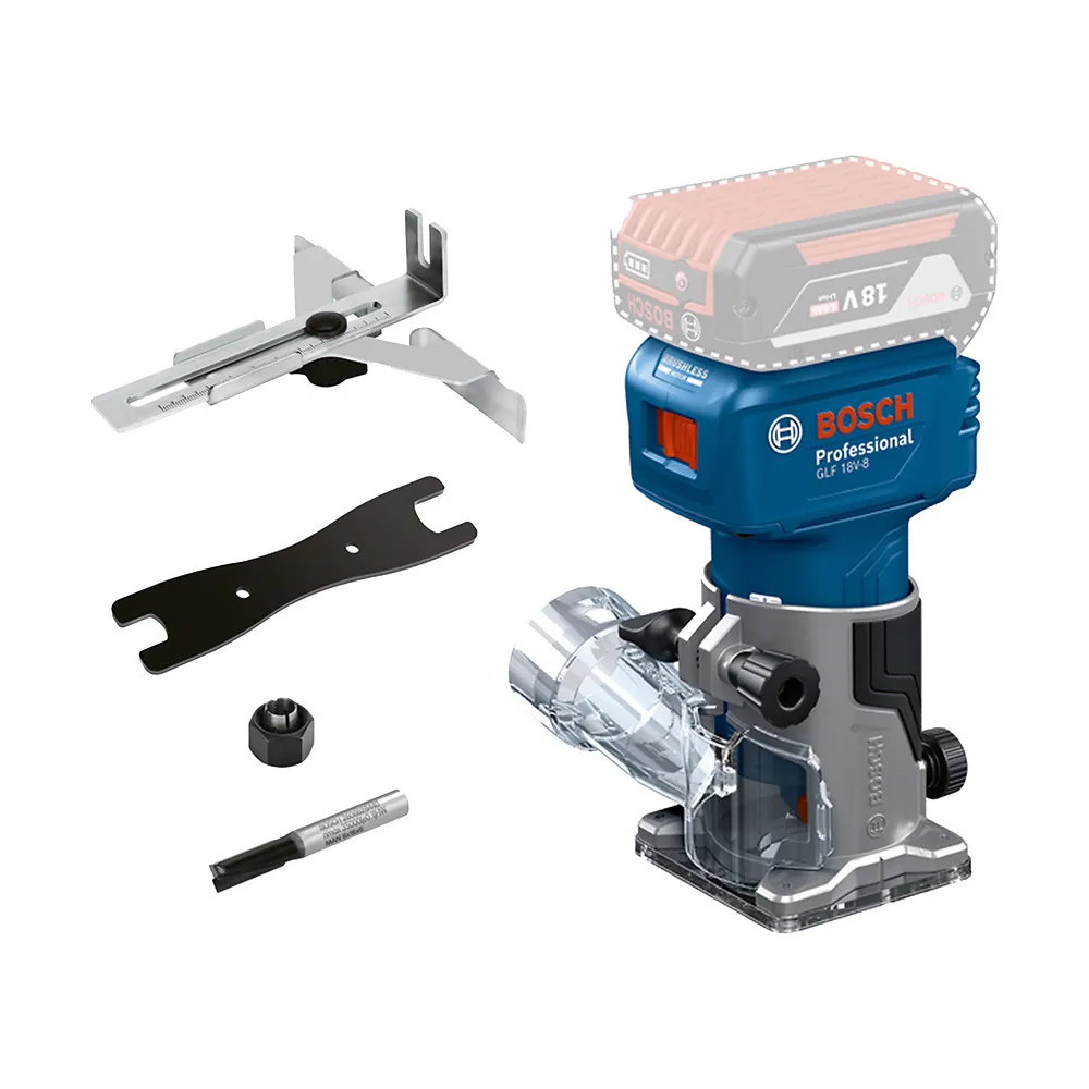 Tupia de palma Bosch GLF 18V-8 1 fresa 2 pinças Sem bateria